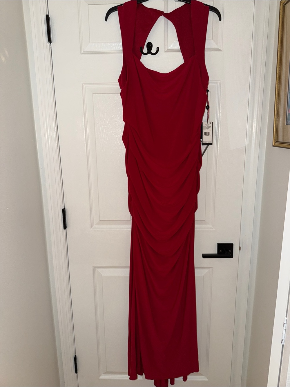 Adrianna Papell Red Ruched Sleeveless Gown